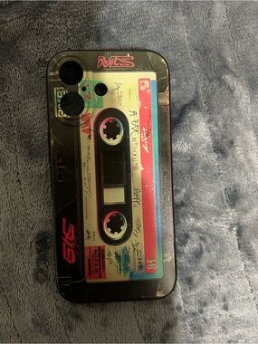 iPhone 17 Retro Cassette Tape Phone Case - Black with Multicolor Accents